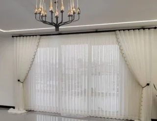 نمونه کار شده پرده دکوخان تور لب حاشیه شاین ساده