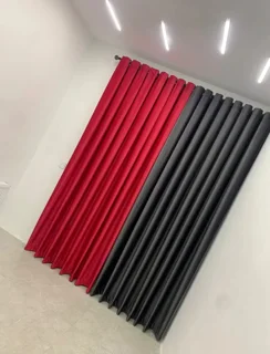 پرده پانچی مخمل طوسی زرشکی